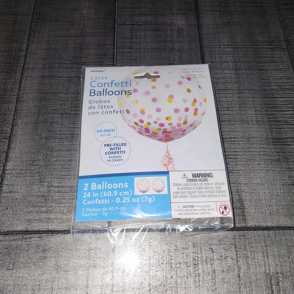 NEW 2 PACK Confetti Balloon with Pink & Gold Dots